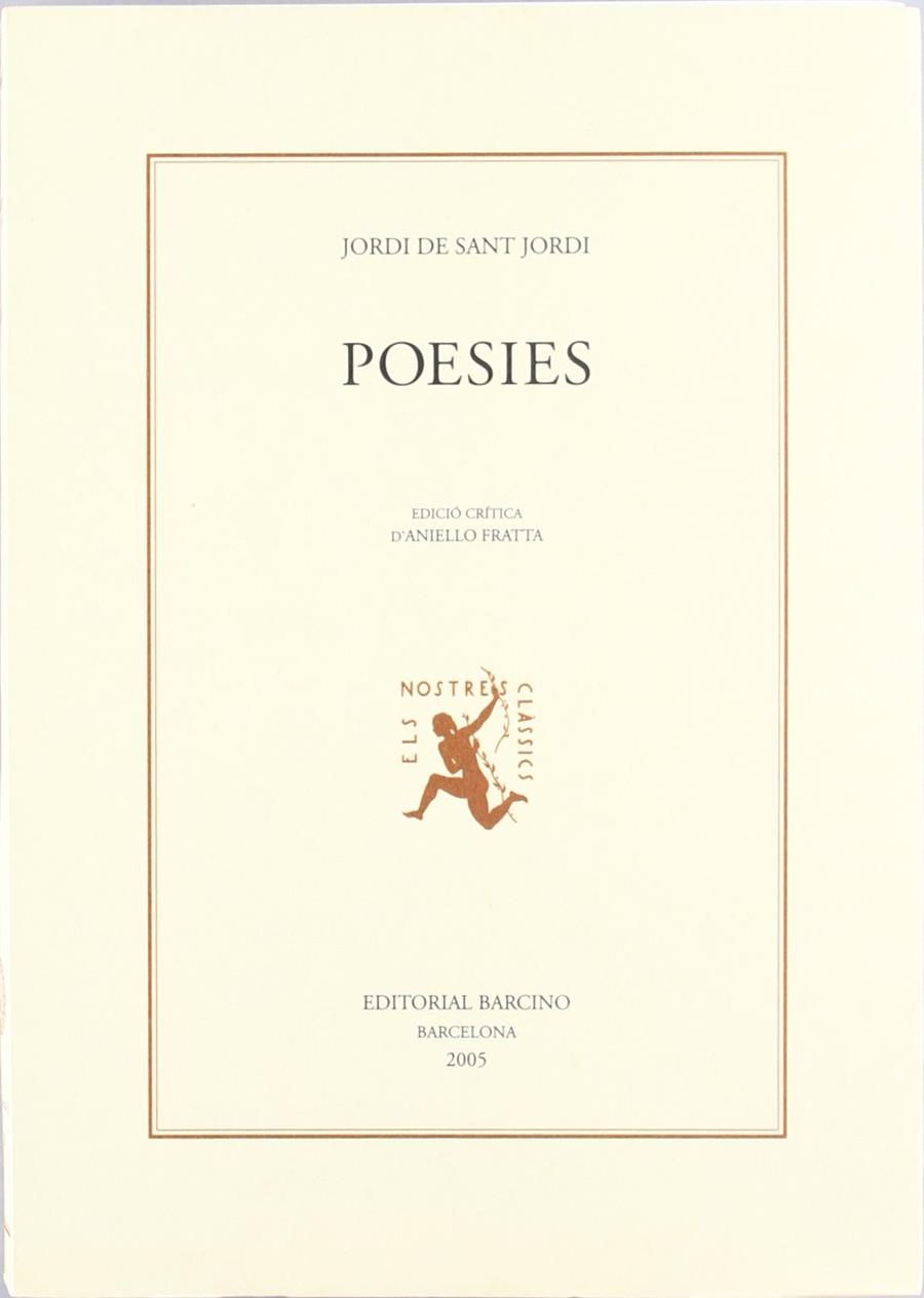 POESIES | 9788472267169 | SANT JORDI, JORDI DE