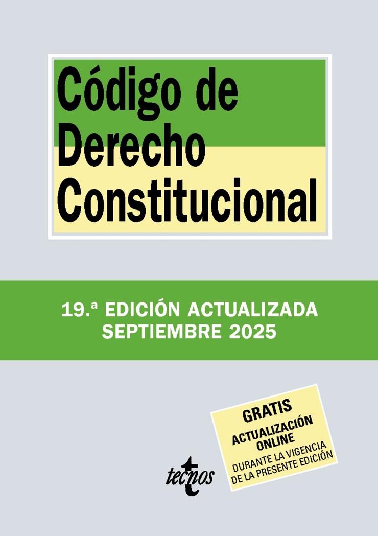 CÓDIGO DE DERECHO CONSTITUCIONAL ( 9/2025 ) | 9788430993123 | EDITORIAL TECNOS