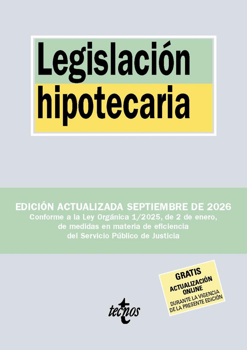 LEGISLACIÓN HIPOTECARIA ( 09/2026 ) | 9788430994380