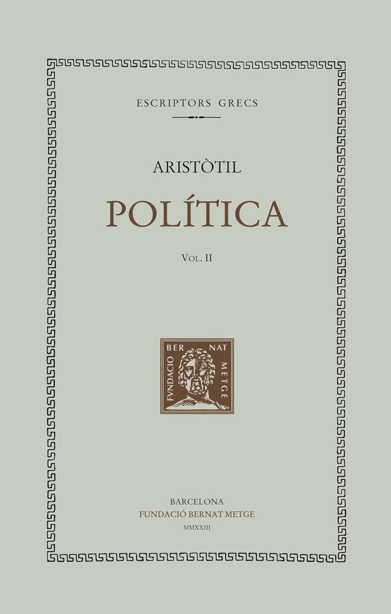 POLÍTICA (VOL. II) | 9788498594096 | ARISTÒTIL