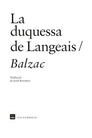 DUQUESSA DE LANGEAIS, LA | 9788418858161 | BALZAC, HONORÉ DE