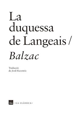 DUQUESSA DE LANGEAIS, LA | 9788418858161 | BALZAC, HONORÉ DE